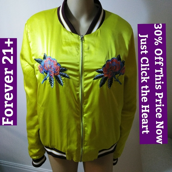 Forever 21 Jackets & Blazers - FOREVER 21 +Yellow Embroidered Jacket Sz 2X